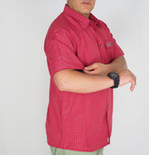 Mens Jack Wolfskin 5009321 Indian Red Checks Short Sleeved Shirt